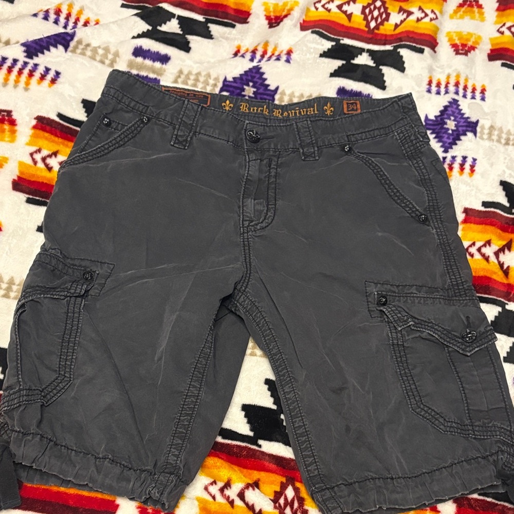 Rock Revival Men's Cargo Shorts - Charcoal